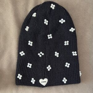 Best Beanies eishes style Black Beanie with Pearl Accents